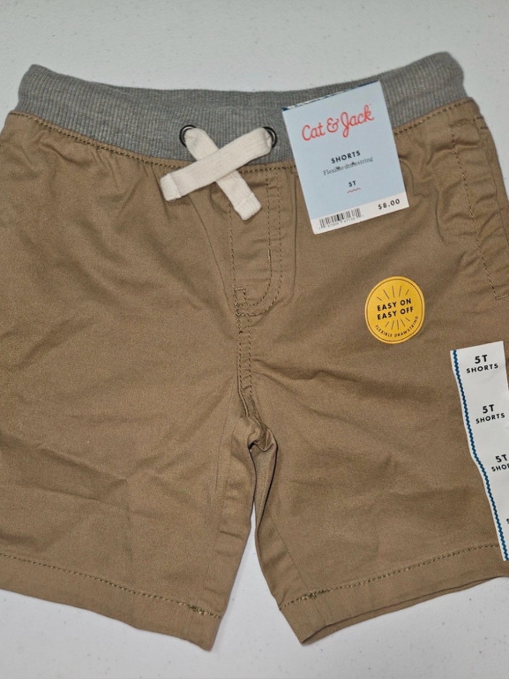 Cat & Jack kaki  Tan Shorts with Gray Knit Waistband and Drawstring